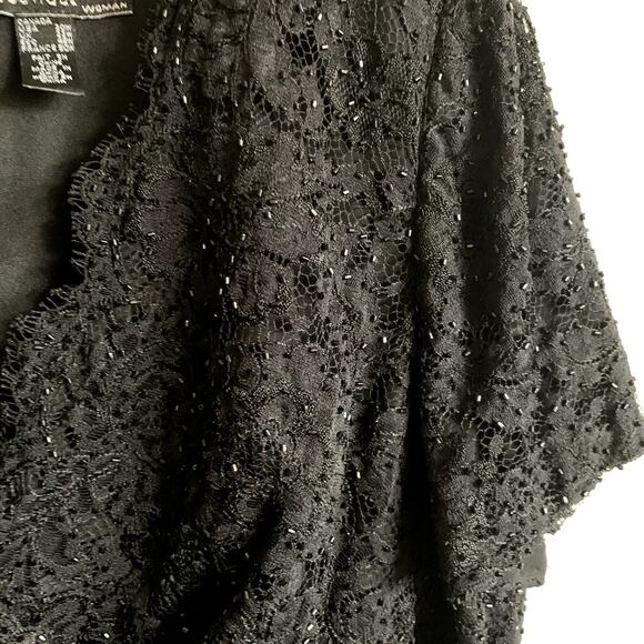 JS Boutique Black Beaded Lace Cocktail Formal Evening Dress Size 20 W Stretch - Picture 6 of 14